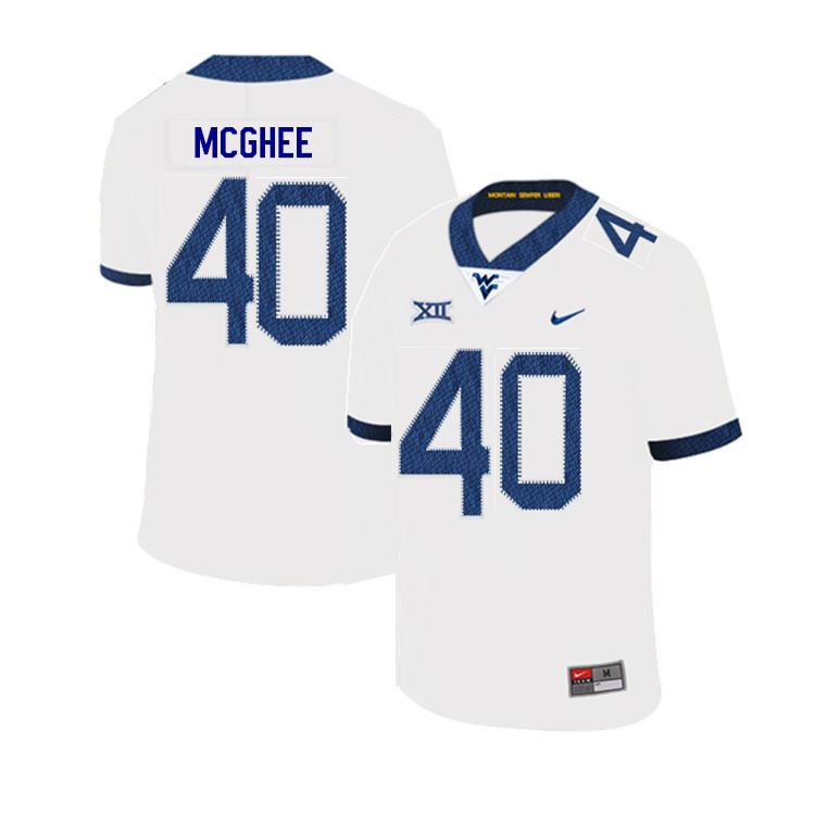 2019 Men #40 Kolton McGhee West Virginia Mountaineers College Football Jerseys Sale-White - Click Image to Close